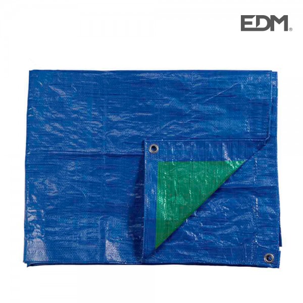 Toldo polietileno de doble cara color azul/verde, densidad 90 g / m², 10 x 15 m
