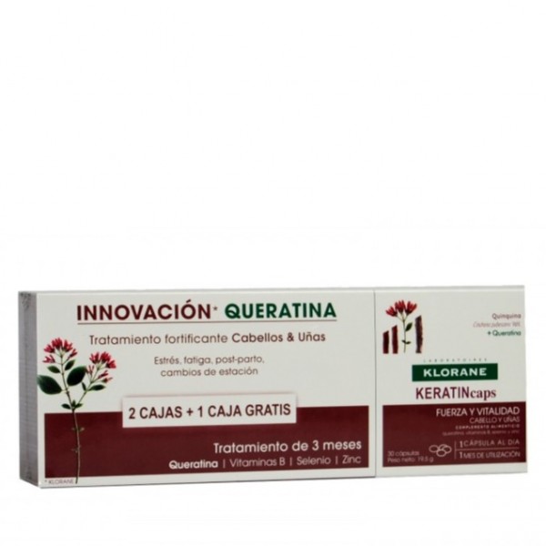 Klorane Keratincaps Fuerza y Vitalidad Pack 3 Meses 3 X 30 Cápsulas Promo