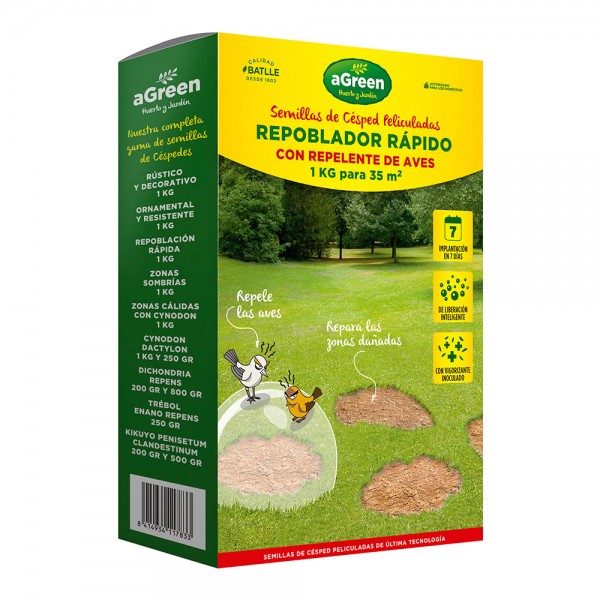 Césped repoblado rapido con repelente para aves 1 kg