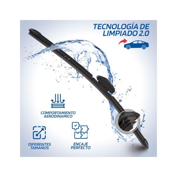 Escobilla Limpiaparabrisas Modelo Ultra Flex Series 24" 61 cm 1 Unidad con 8 Adaptadores