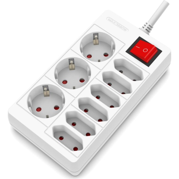 Base onlex blanca 6+3t.cable/int.1,5mt